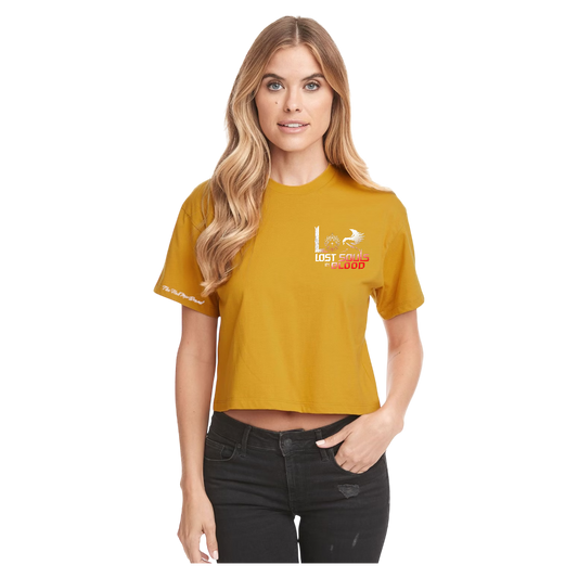 Women’s Gold “ Lost Souls In Blood” HakMir Brand Crop Tee