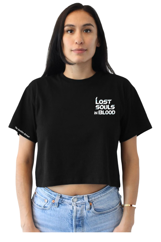 Women’s black  “ Lost souls in blood” HakMir Brand Crop Tee